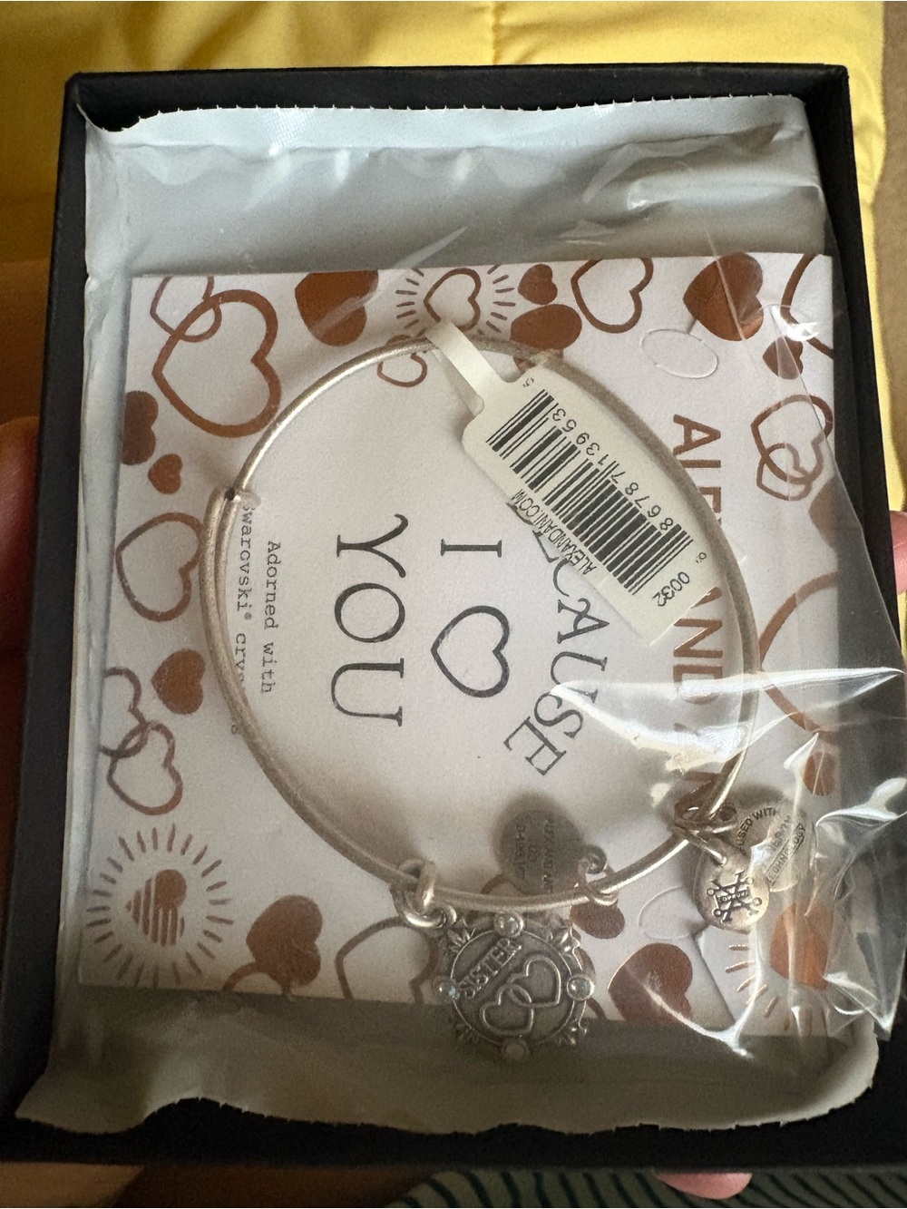 Alex and Ani Silver Heart Charm Bangle Bracelet